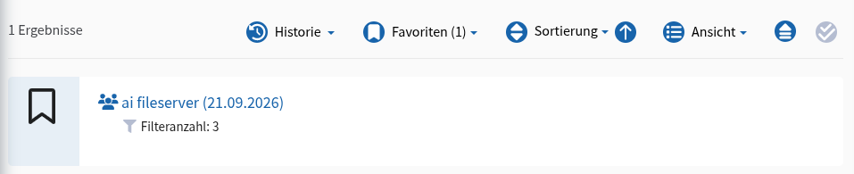 “Bookmarks” module (“Suchlinks Favoriten”) with a publicly shared bookmark