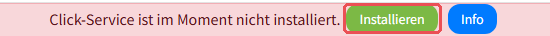 Notice bar in searchit: Click-Service is not installed at the moment, with the buttons Install and Info