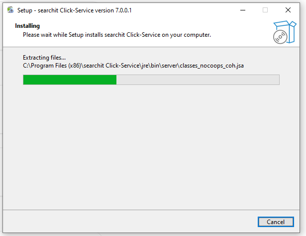 Setup step Installing with progress bar
