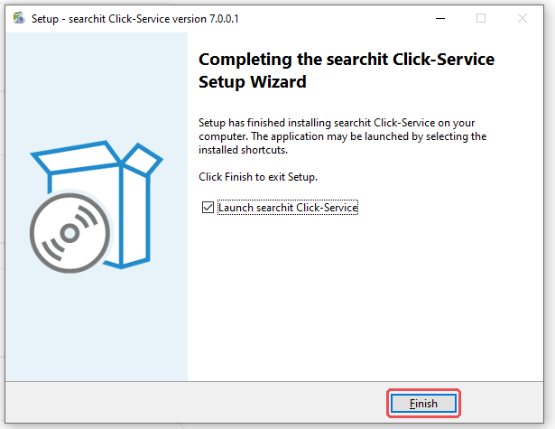 Setup completed, checkbox for starting the Click-Service selected