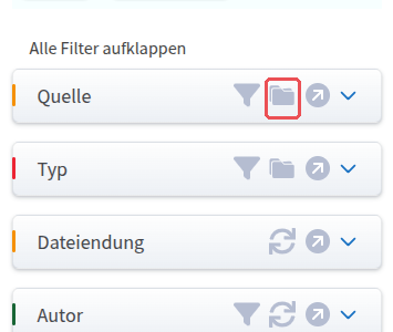 Filter „Quelle“; markiert das Ordnersymbol zum Umschalten der rekursiven Suche