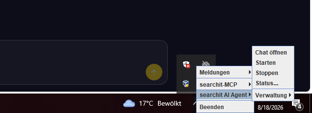 Untermenü nach der Installation